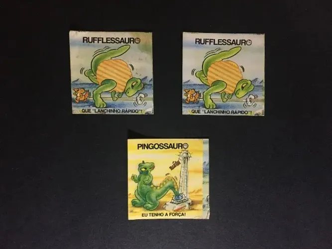 Lote com 3 Figurinhas Coleção Álbum Chipssauros Elma Chips 1991 Nunca Coladas