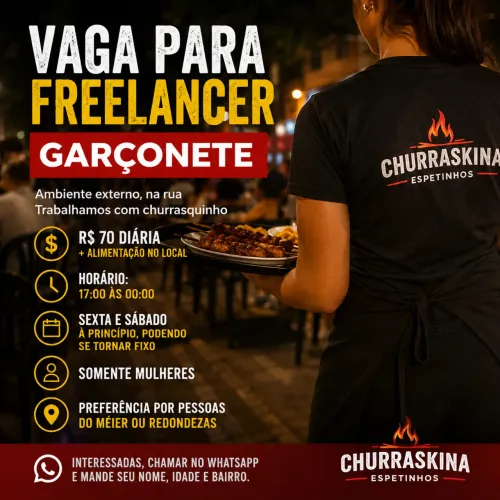 VAGA PARA FREELANCER - GARÇONETE (MÉIER)