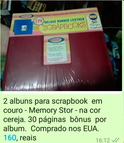 2 LIVROS DE SCRAPBOOK NOVOS COURO VERMELHO + DE 20 STICKERS NOVOS + DE 200 FOLHAS - EUA
