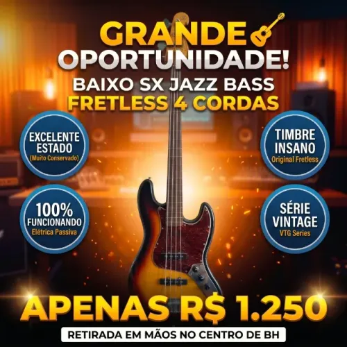 Baixo SX Jazz Bass Fretless 4 Cordas (Vintage Series) - Excelente Estado
