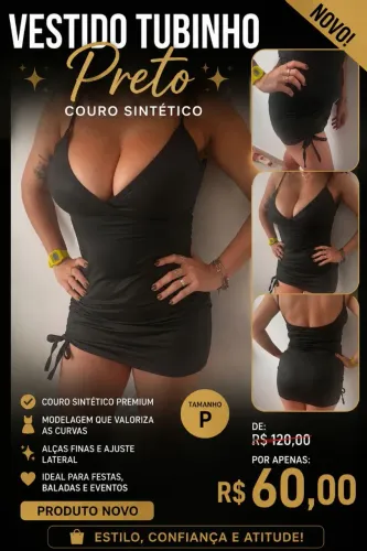 Vestido tubinho de couro curto