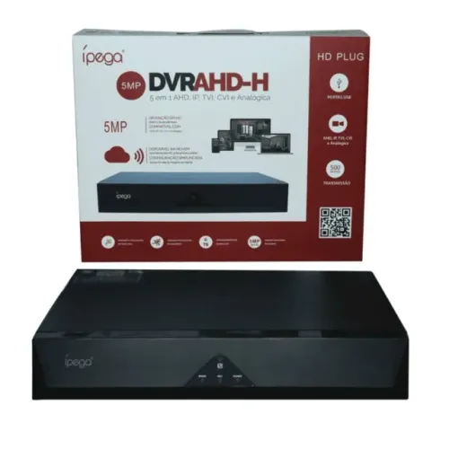 DVR 5MP Ípega KP-CA237 5 em 1 AHD IP TVI CVI Analógico Full HD USB