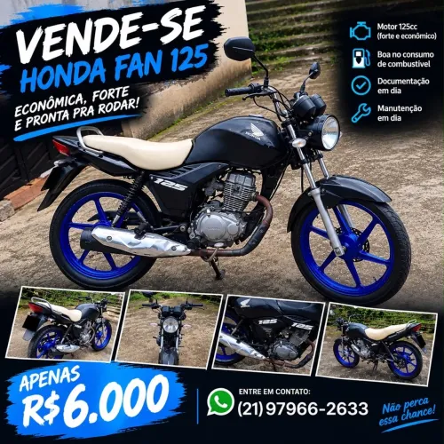 Honda Fan 125 Preta - R$ 6.000 | Econômica e Pronta para Rodar! ?