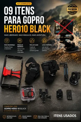 Kit 09 Itens - GoPro HERO10 Black