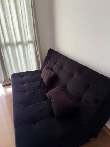 SOFÁ CAMA VELUDO PRETO / DESAPEGO
