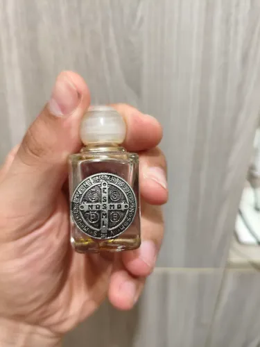 Mini Frasco Religioso São Bento Vidro Decorativo Colecionável