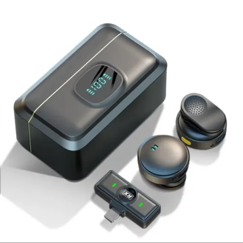 Microfone Lapena sem Fio Tipo C<br>2 microfone <br>Anti ruído <br>Magnética e pinça <br>