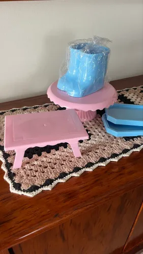 Kit decoração de mesa para chá revelação + capa para painel redondo decorativo
