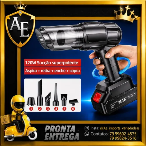 Aspirador portátil potente com soprador