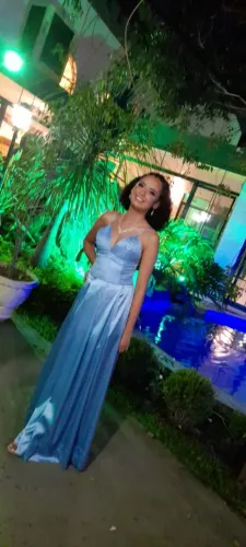 Vestido Longo Azul Serenity em Cetim - Elegante e Sofisticado