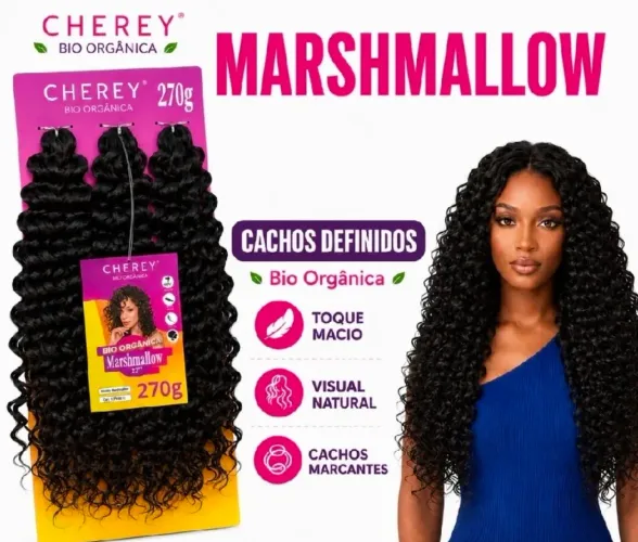 Cabelo Bio Orgânico Marshmallow Cherey 270g Crochet Braids 55cm