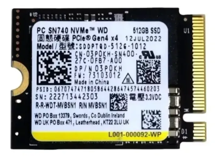Ssd Nvme M.2 2550 512GB Pcie Gen4x4  Micron 