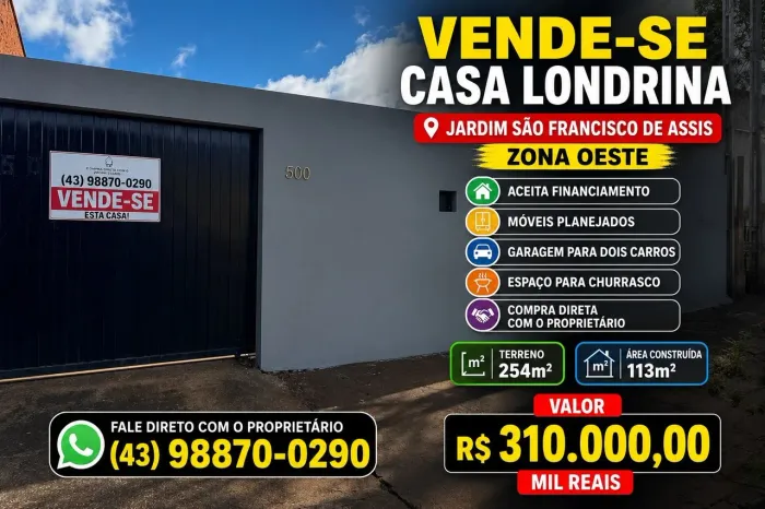 Vende-se casa - Zona Oeste Londrina