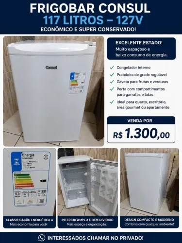 Frigobar Consul 117L 127V - Econômico e Conservado