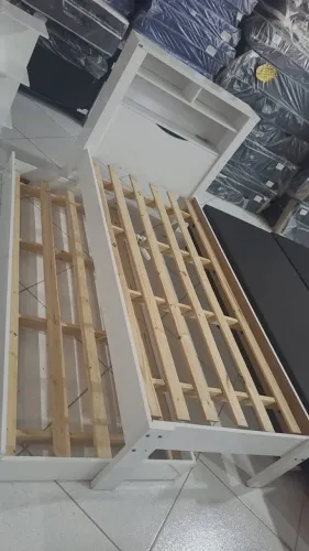 Cama Solteiro C/ Auxiliar(Bicama) e Cabeceira Baú