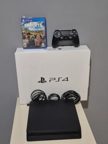 Ps4 slim na caixa 1 controle + 15 jogos cartão 12x garantia 60 dias