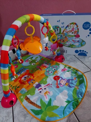 Tapete de atividades musical piano para bebês rosa dican