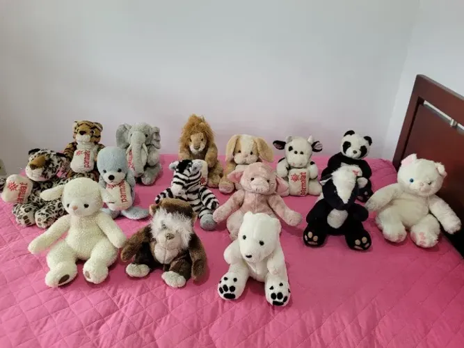 Coleção do Bonecos de Pelúcia Mamíferos da Parmalat com 16 Peças Anos 90