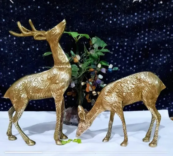Estatuetas Cervo em bronze 20x14cm e 20x13cm vintage antigo