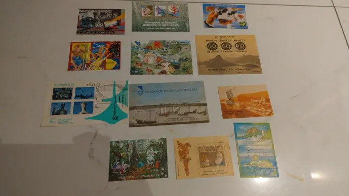 Conjunto de 12 selos  blocos brasileiros 