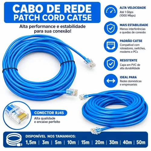 Cabo de Rede Até 50m