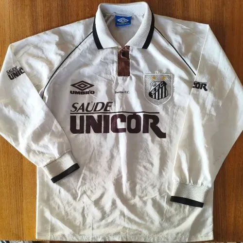 camisa original 1997 santos fc unicor umbro branca tamanho gg 1998 manga longa