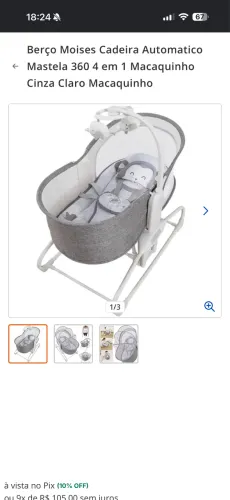 Berço Moisés cadeira Automática Mastela 4 em 1 