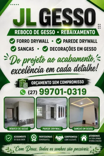 Especialista em Gesso, Sancas e Drywall - Atendimento ES