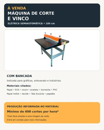 Máquina De Corte E Vinco Elétrica Semi Automática - 100cm com Bancada