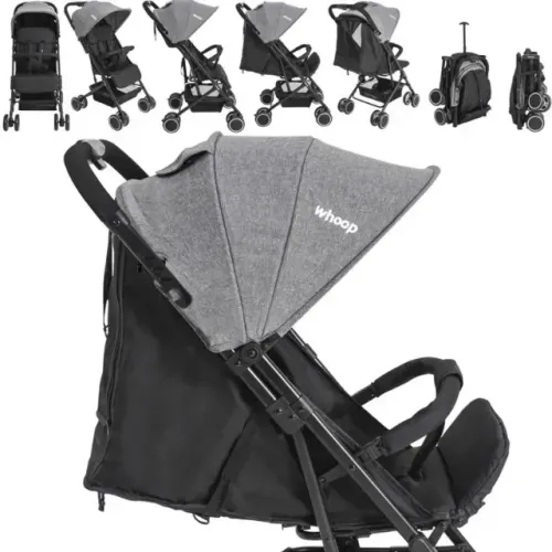 Carrinho de Bebe Berço Passeio Compacto Kiddo Mascote Grafite 15kg