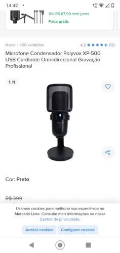 Microfone condensador polyvox