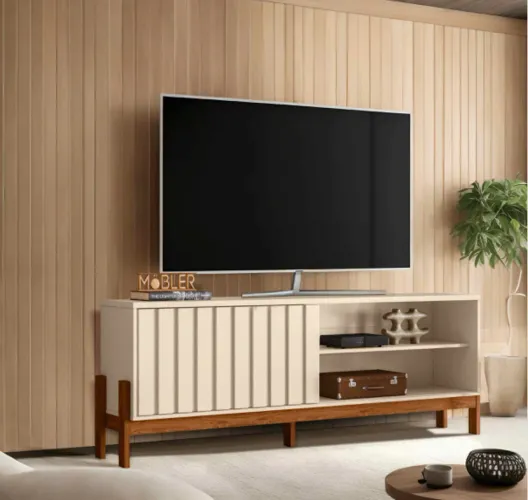 Bancada Elegance 188 com Porta Deslizante Ripada