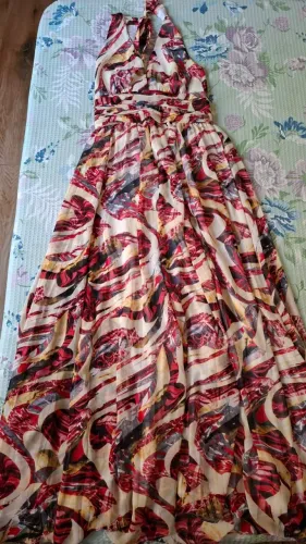 Vestidos de festa longo estampado, tamanho M