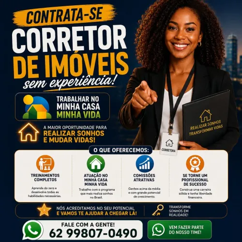 OPORTUNIDADE PARA NOVOS CORRETORES DE IMÓVEIS!