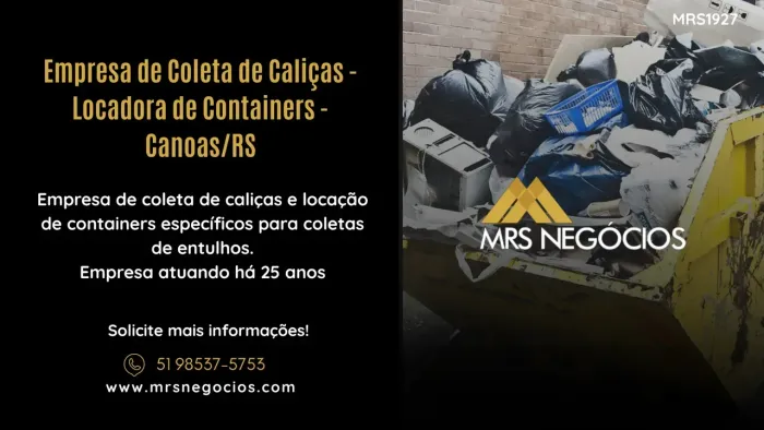 Empresa de Coleta de Caliças - Locadora de Containers - Canoas/RS