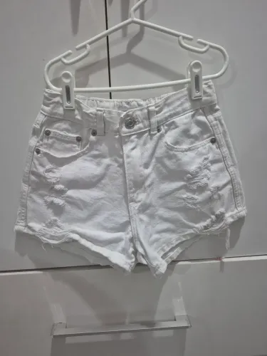 Short ZARA  branco desfiado
