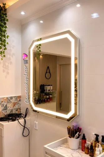 Espelho Jateado Luxo 3 Cor de Led