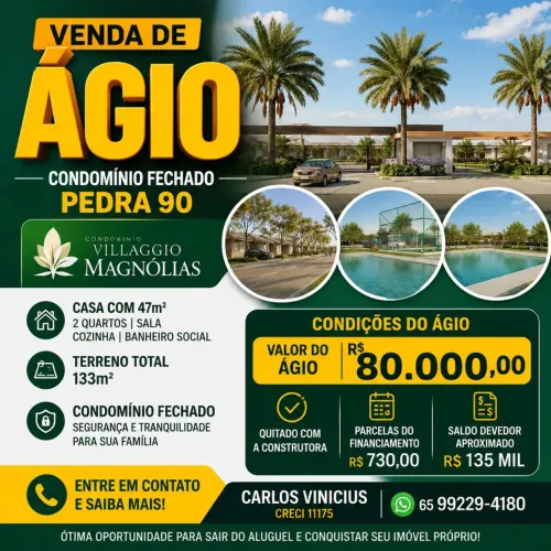 ÁGIO DE CASA NO VILLAGGIO MAGNÓLIAS PARCELAS DE APENAS R$ 730,00
