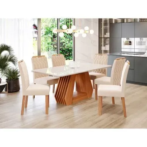 Conjunto Sala de Jantar Ágata com 6 Cadeiras Paola Cimol