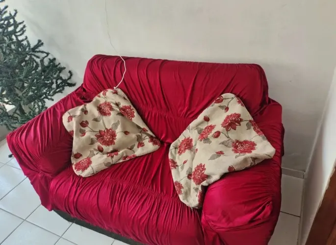 Sofá 2 Lugares Vermelho - Confortável e em Ótimo Estado