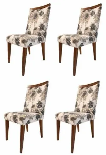 conjunto de 4 cadeiras de jantar estofadas floral