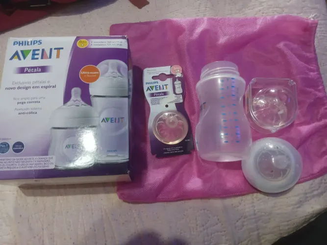 Mamadeira Philips Avent Pétala Grande 260ml Nova + 3 Bicos, LEIA O ANÚNCIO 