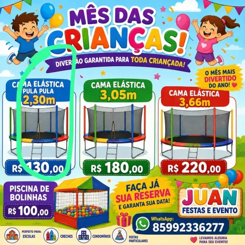 Locação de pula pula 3 horas de eventos
