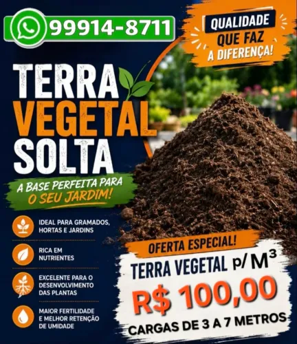 Terra Preta Peneirada e Adubada a granel