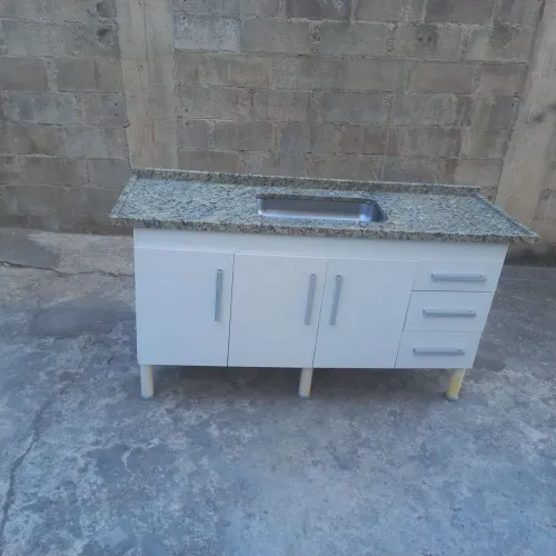 Pia granito com  gabinete 