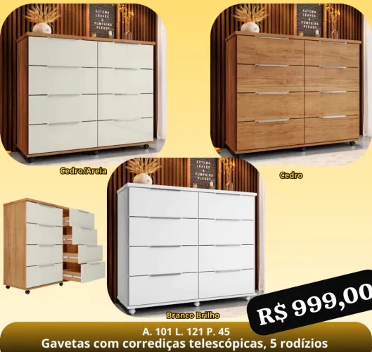 Cômoda Genova 8 gavetas