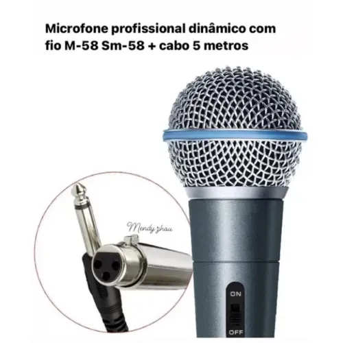 MICROFONE M58 5 METROS DE CABO PROFISSIONAL LIDEMIX