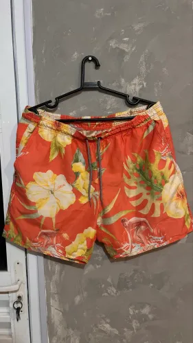 short florido masculino laranja