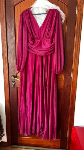 Vestido de Festa Longo Casamento Madrinha Fúcsia 