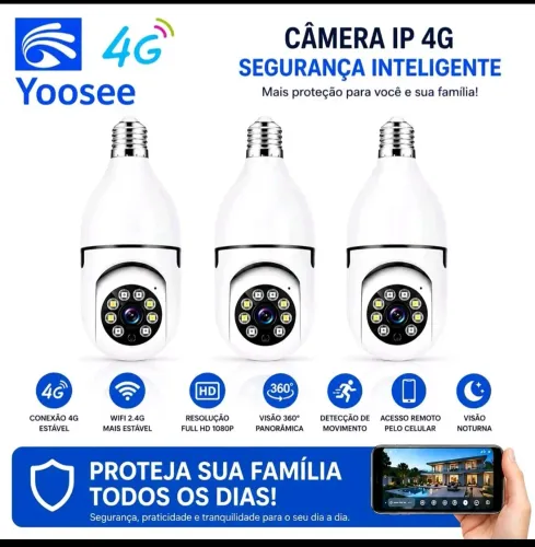 Kit Câmera de segurança a Prova D'água sem fio gira 360 FULL HD com visão noturna